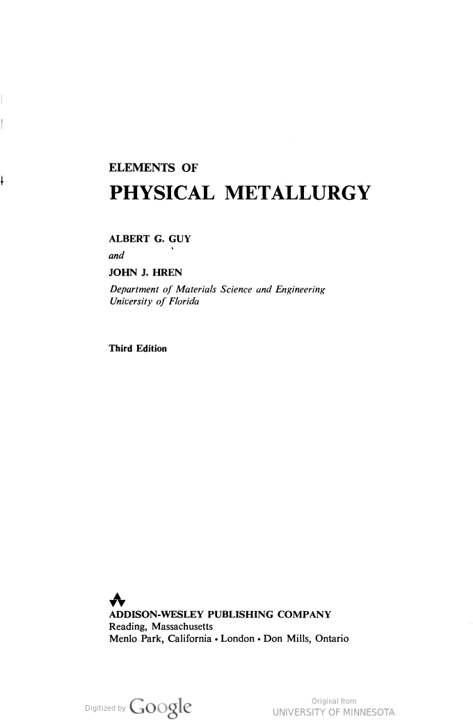 Elements of physical metallurgy (Addison-Wesley series in metallurgy and materials) (3rd Edition) - Scanned Pdf with ocr